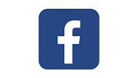 a blue and white facebook logo on a black background
